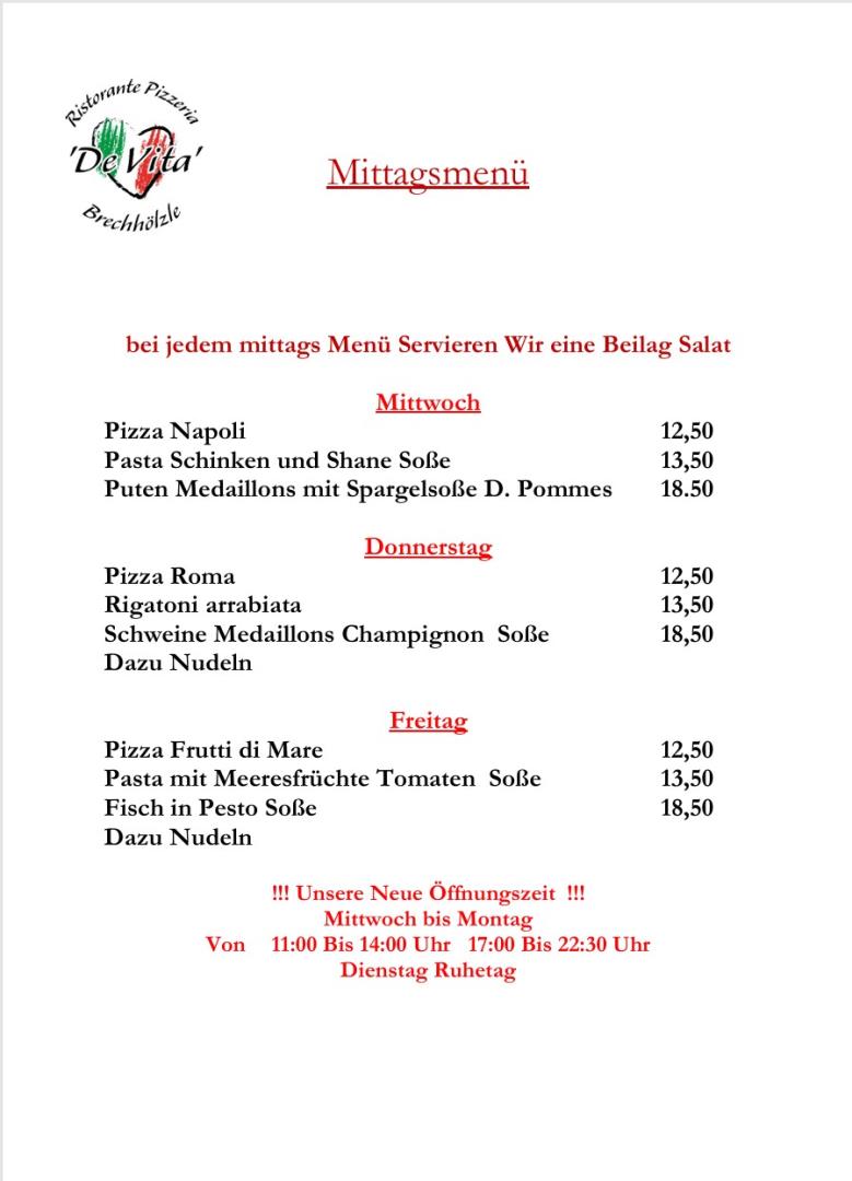 Mittags Menü 