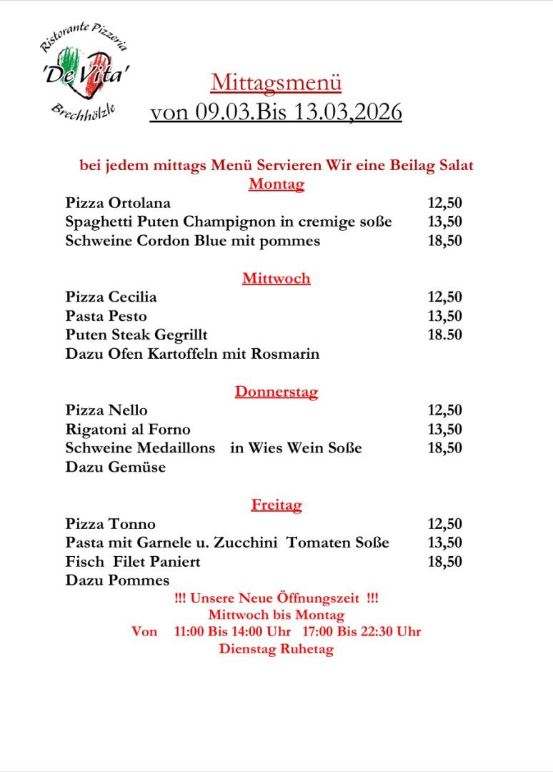 Mittags Menü 