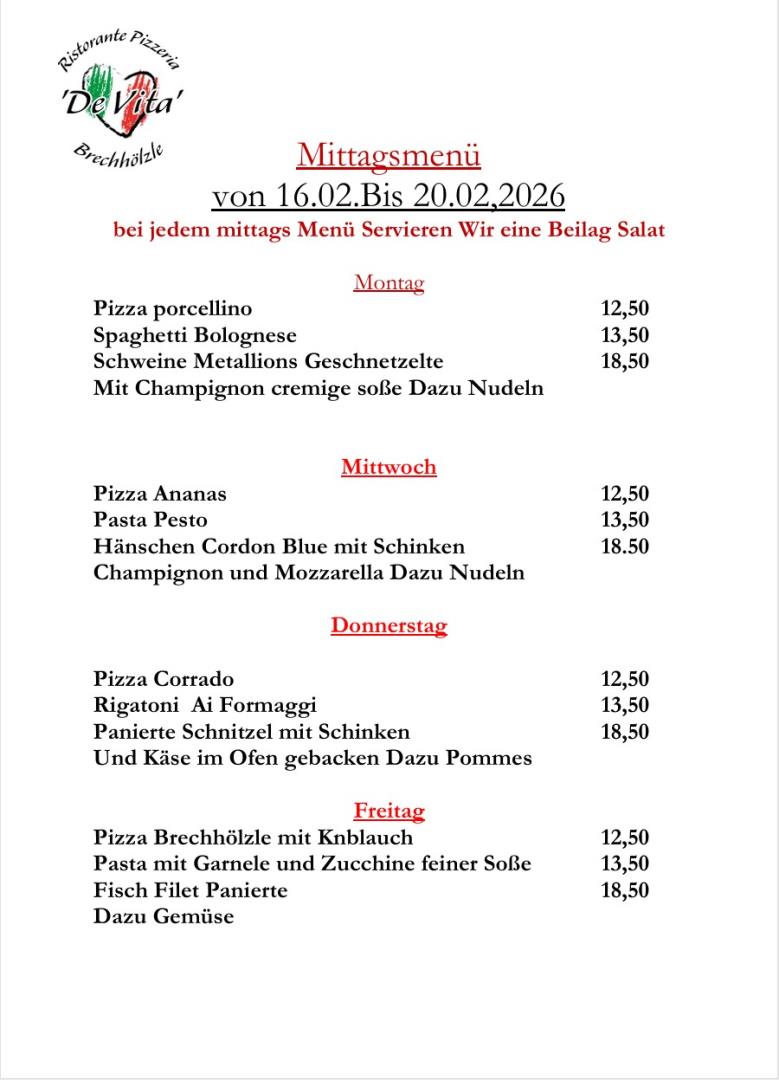 Mittags Menü 