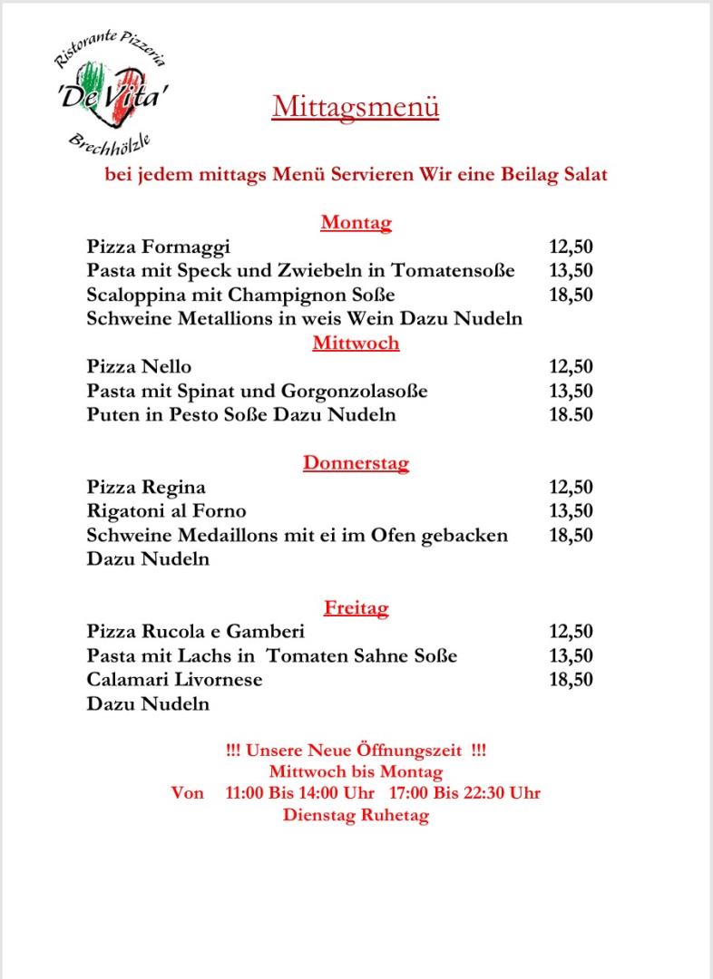 Mittags Menü 