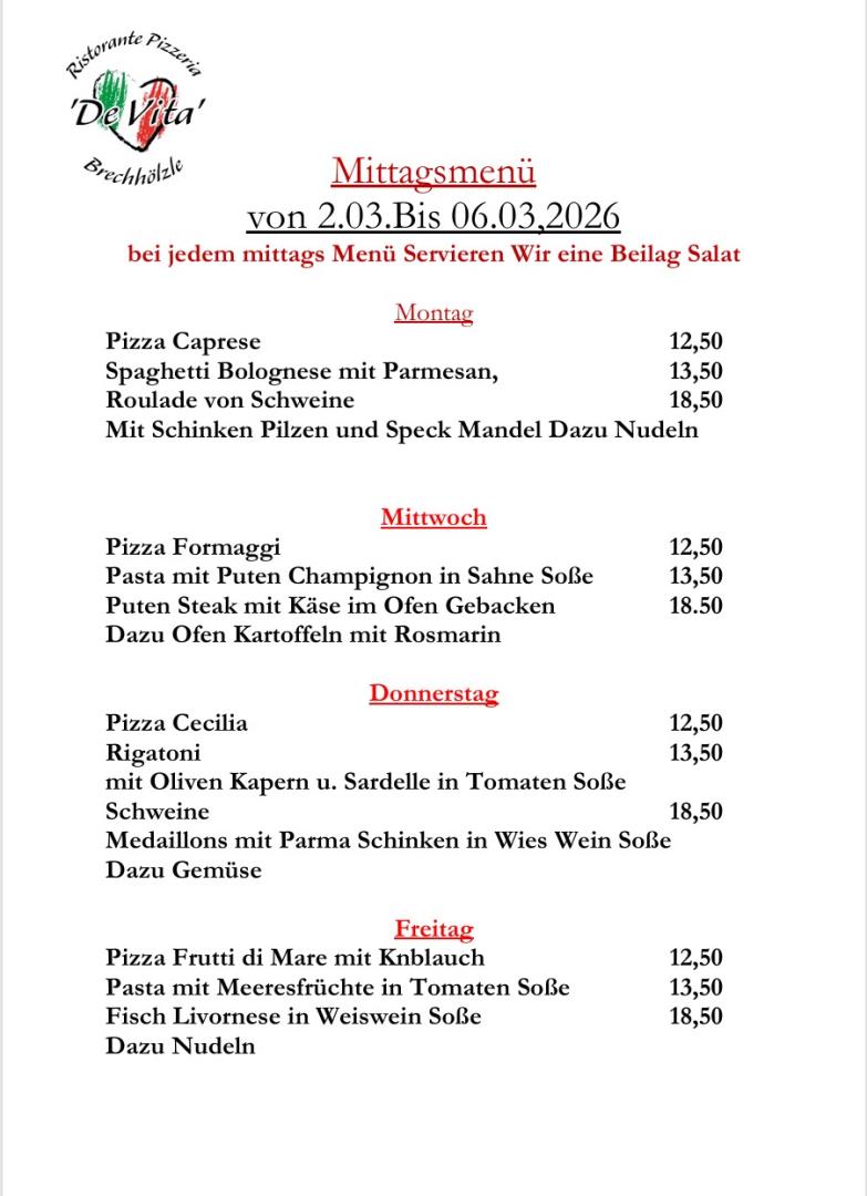 Mittags Menü 