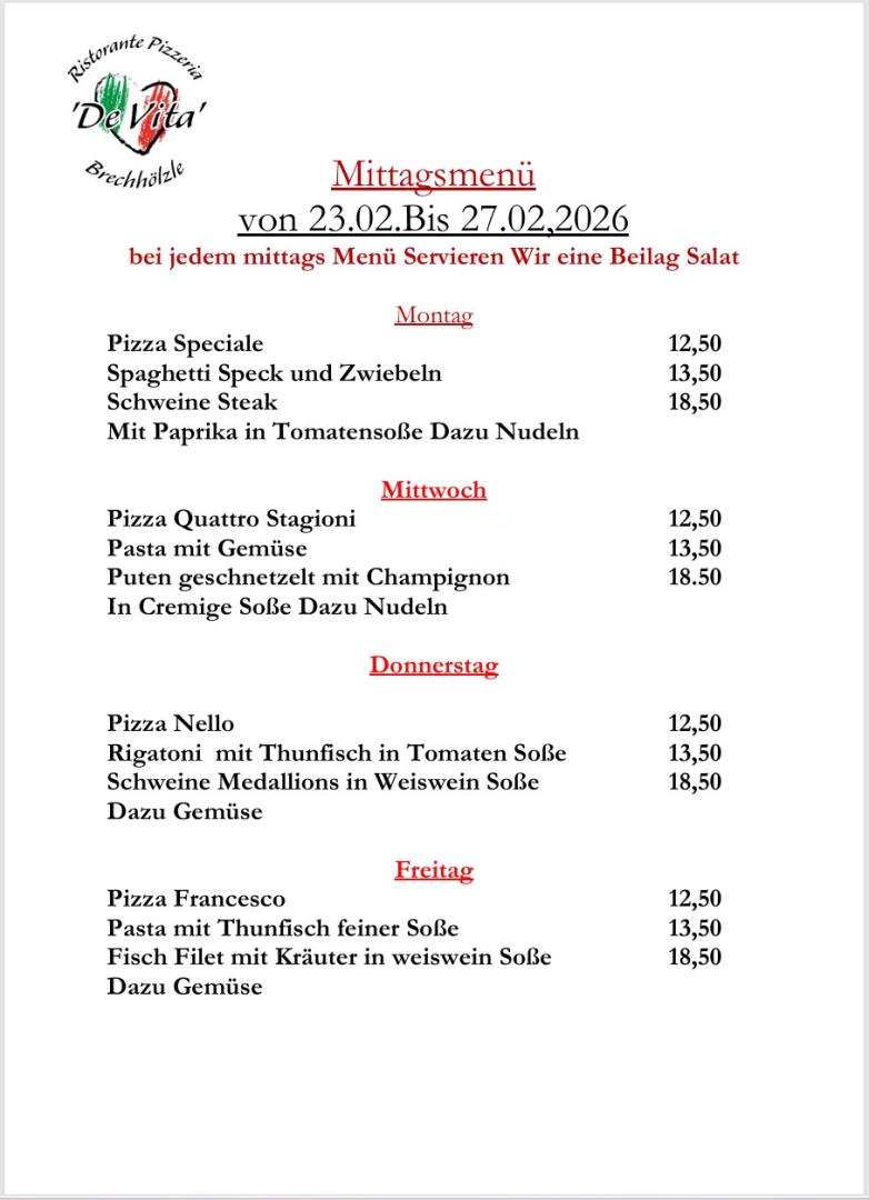 Mittags Menü 