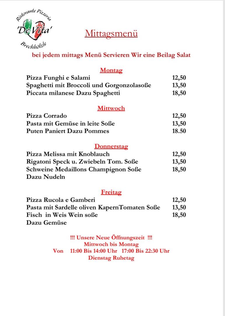 Mittags Menü 