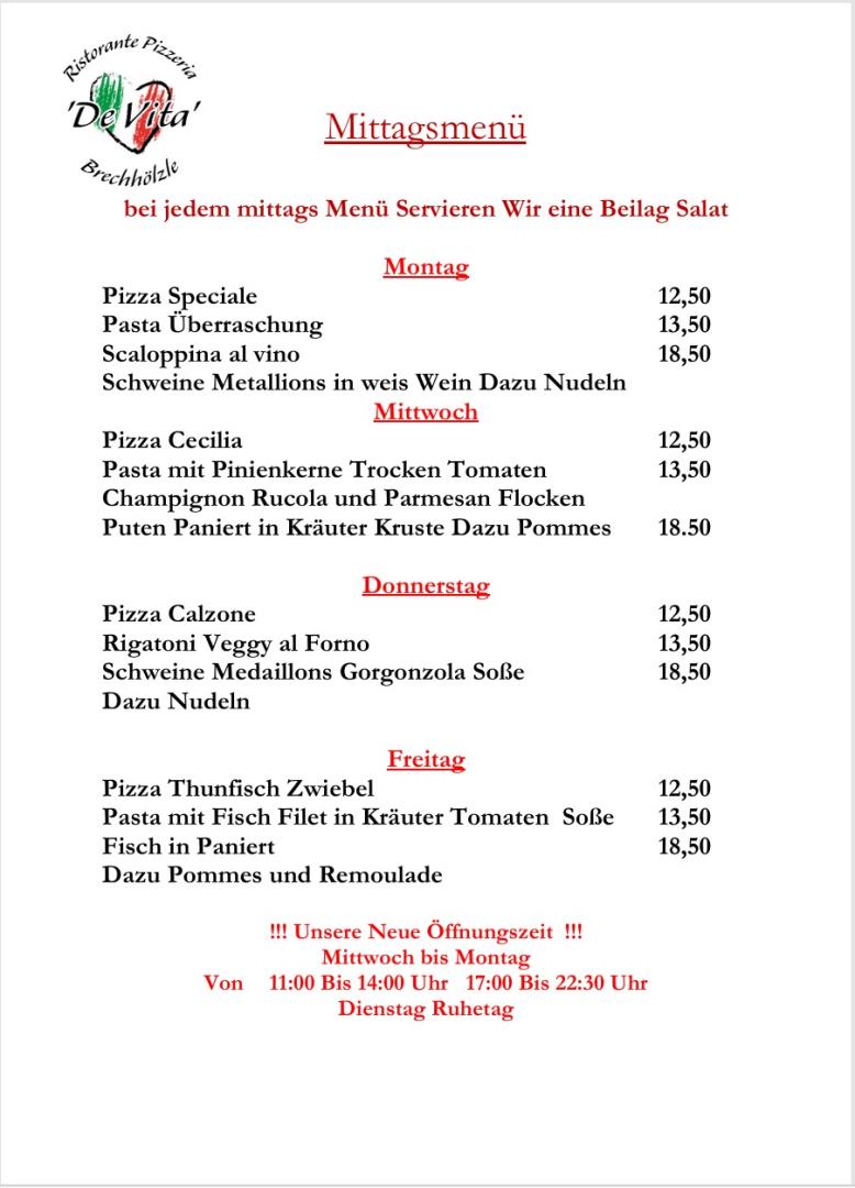 Mittags Menü 